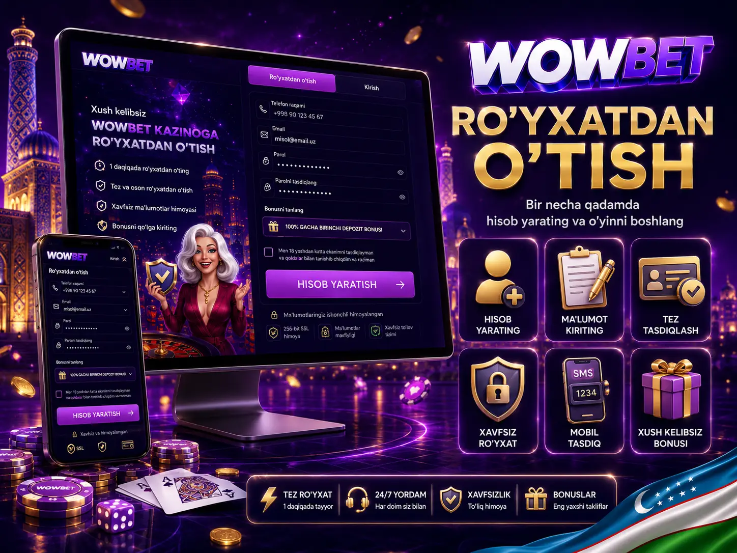 Ro'yxatdan o'tish Wowbet Casino